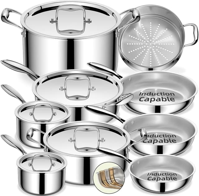 Detalle de Umite Chef 5-Ply 14-Piece Cookware Set