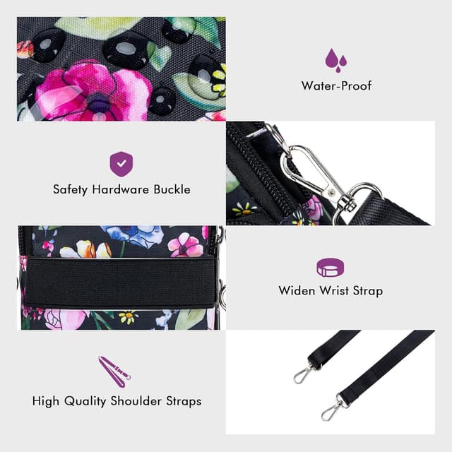 Detalle 2 de BAGZY Portacellulare da collo da donna in nylon fino a 6,7 pollici, borsetta a tracolla con tracolla rimovibile