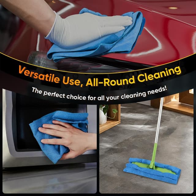 Detalle 2 de HOMEXCEL Blue Microfiber Cleaning Cloths 100 Pack (11.5 x 11.5 in) — Lint-Free Reusable Rags