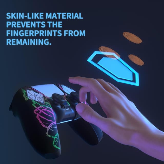 Detalle 1 de playvital Pure Series Anti-Slip Silicone Cover Skin for PS5 Controller (Thumb Grip Caps) – Carving Skull Pink & Green