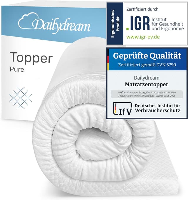 Detalle de Dailydream Matratzen Topper 90x200 cm (Memory Foam, 7 cm hoch) – Edition Pure, Modell L