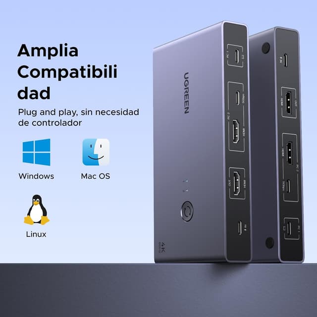 Thumbnail 6 de UGREEN KVM Switch HDMI USB-C 4K 60Hz 2 Entradas 🖥