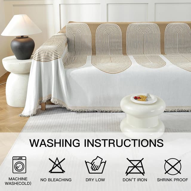 Detalle de YSTELLAA Housse de canapé 4 places 180×380 cm – protection, tissu 100% polyester, kaki-arc