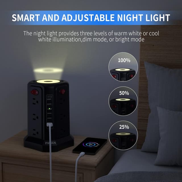 Thumbnail 2 de PASSUS Power Tower Surge Protector 12 Outlets