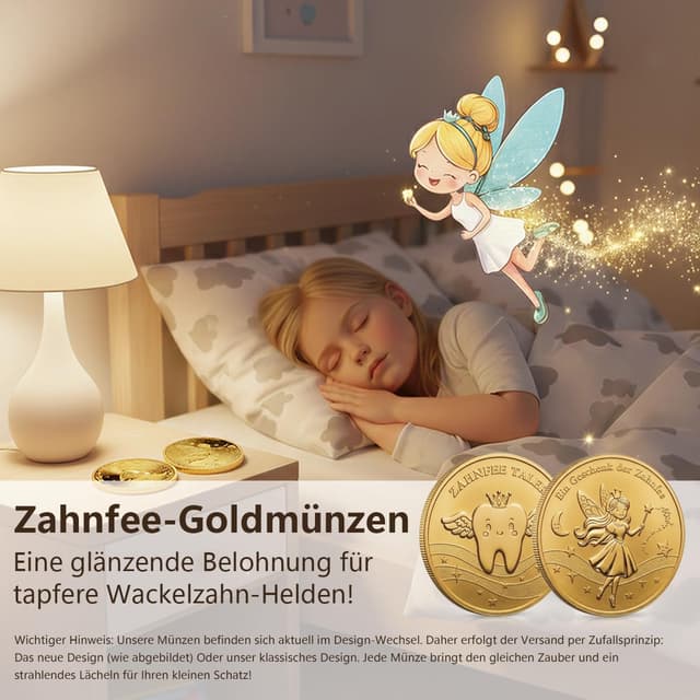 Detalle de Gzxhsy Zahnfee-Geschenkset für Milchzähne (Zahnbox mit 2 Münzen, Lupe & Brief)