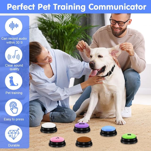 Detalle de vsshe Buzzer mit Aufnahmefunktion – Talking-Trainingstaste für Hund & Haustier-Interaktion