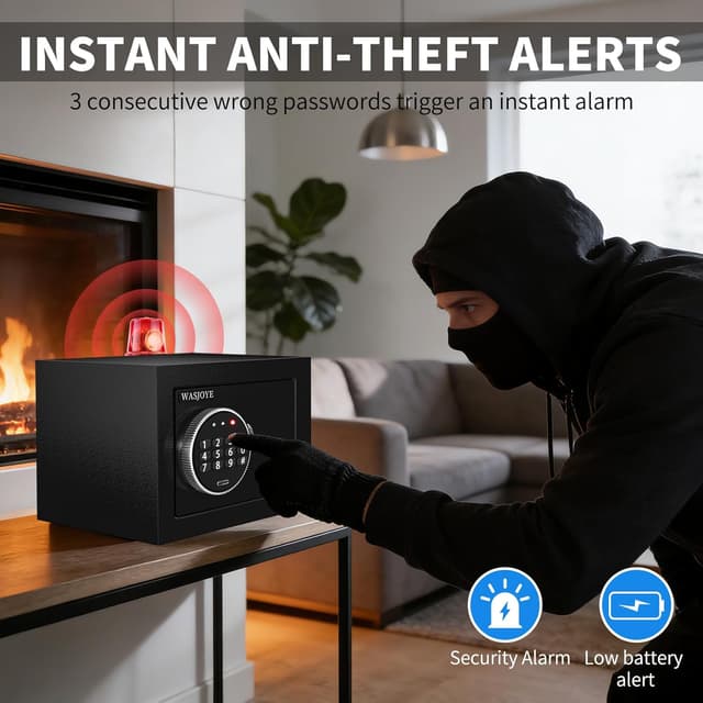 Detalle de WASJOYE Mini Cassaforte con tastiera digitale (17 × 23 × 17 cm)
