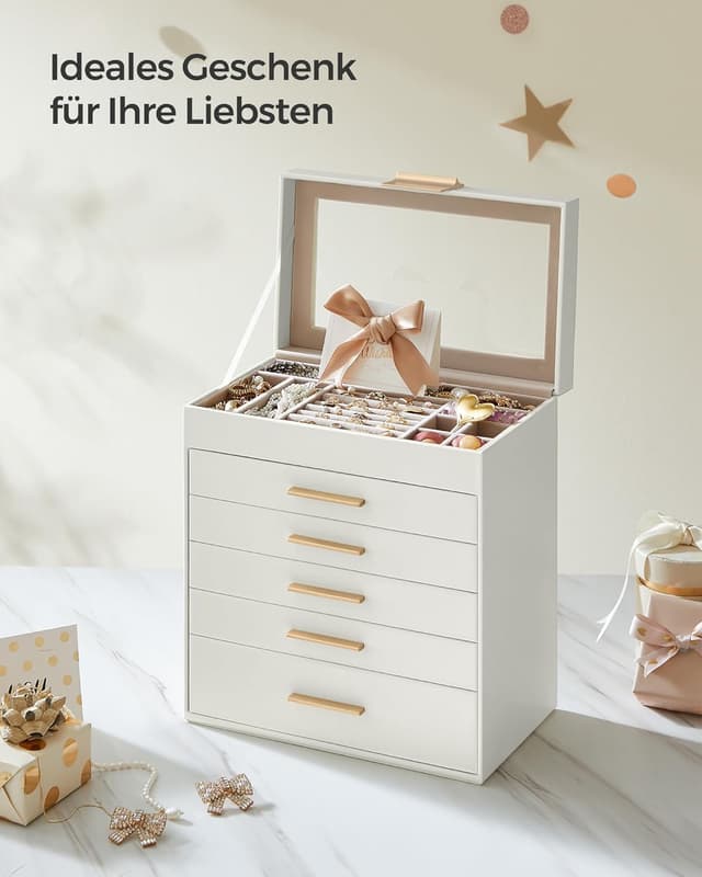 Thumbnail 6 de SONGMICS GISELLA Schmuckbox Glasdeckel 6 Ebenen