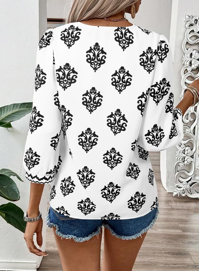 Detalle 2 de Women’s V-neck Floral Chiffon Blouse
