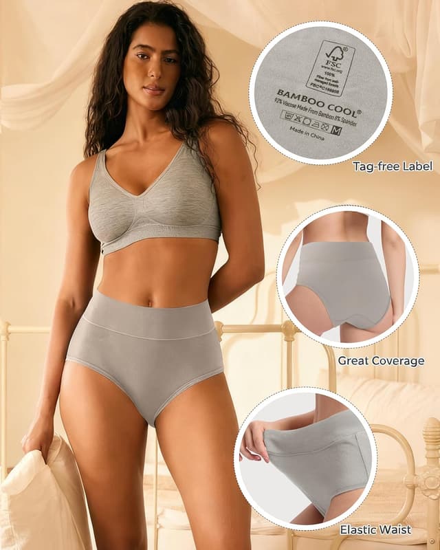 Thumbnail 4 de BAMBOO COOL Women's High-Waisted Briefs 5-Pack 🩲