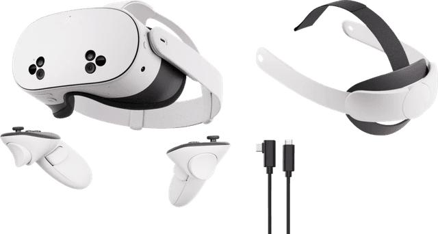 Detalle de Meta Quest 3S 128 GB + BlueBuilt PC Link-Kabel + Elite Strap (inkl. Touch Plus Controller)
