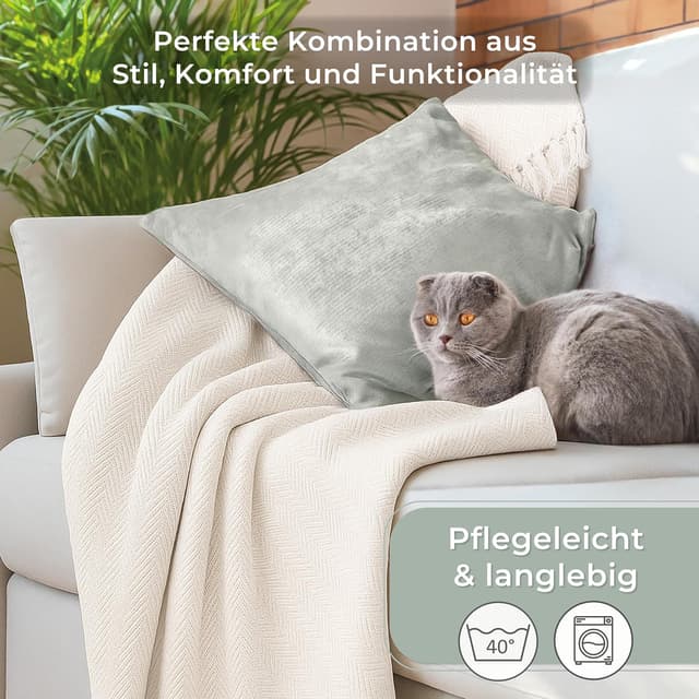 Thumbnail 6 de Gräfenstayn Premium Tagesdecke mit Fransen (100% Baumwolle) – Creme, XXL 220 x 240 cm