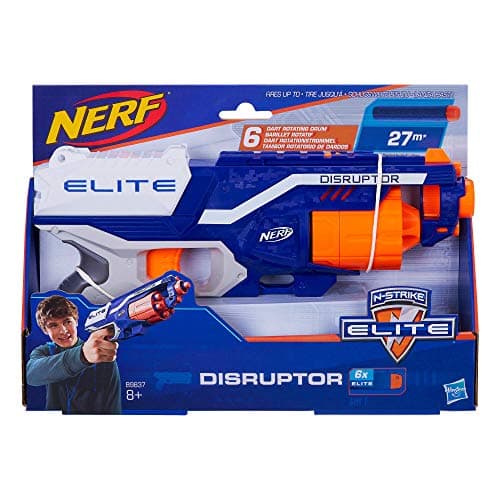 Detalle de Nerf Elite Disruptor de Hasbro: lanzador de 6 dardos de espuma, hasta 27 m, ráfagas y estrategia