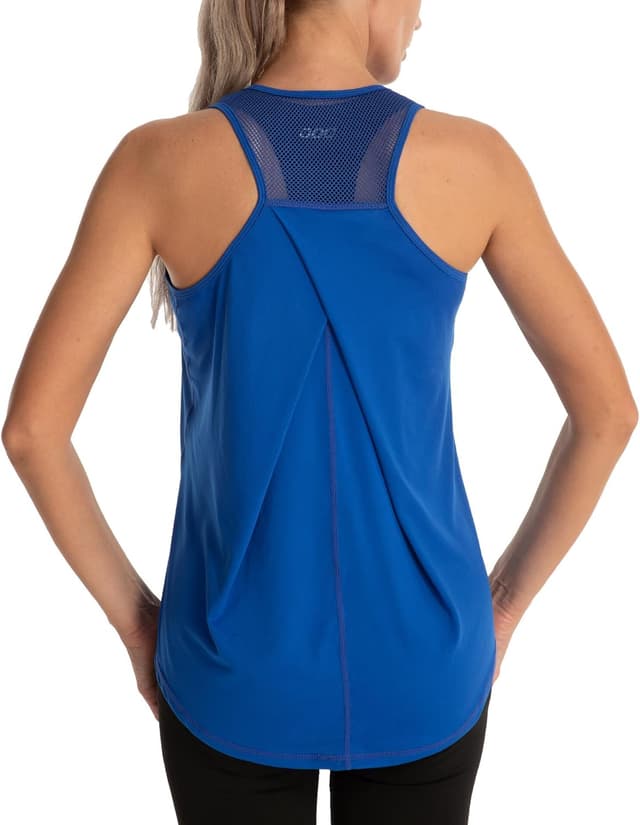 Detalle de Dawnrole Gym Top da donna senza maniche in rete: ideale per yoga, running e allenamento