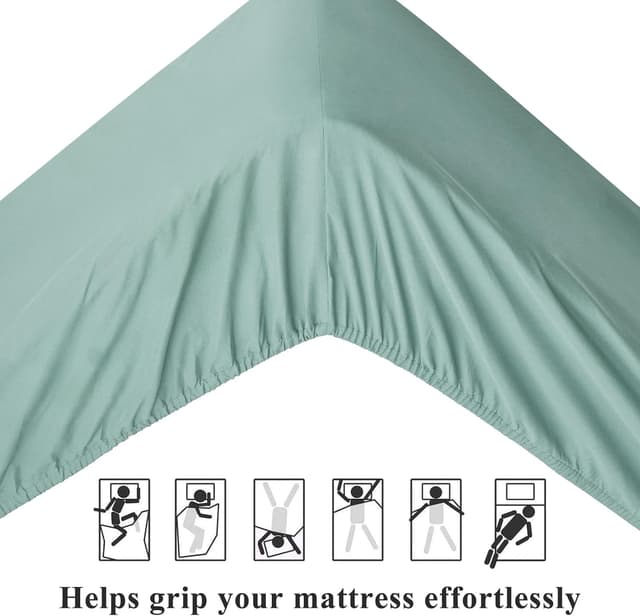 Detalle 2 de Aisbo Super King Fitted Sheet Sage Green (Extra Deep Pocket 16 inch / 40 cm) – Brushed Microfibre