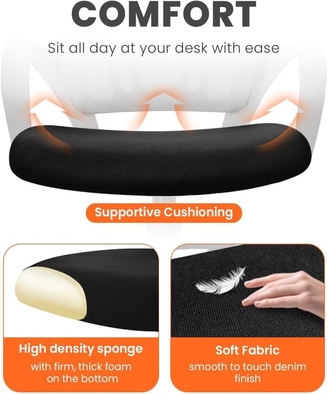 Detalle 1 de NEO CHAIR Office Desk Computer Chair with Breathable Mesh, Adjustable Lumbar Support, and Swivel Wheels (Black)