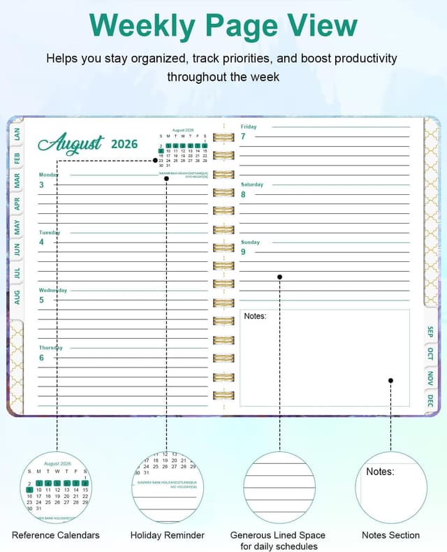 Thumbnail 4 de 2026 Diary A5 Week to View Planner