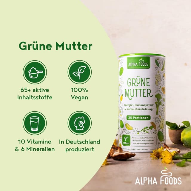 Detalle 2 de Grüne Mutter 2.0 Greens Shake Pulver 600 g