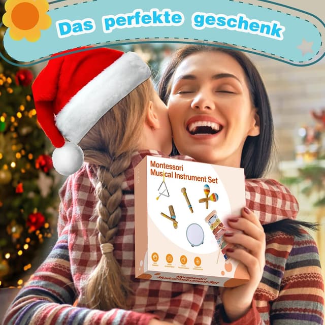 Thumbnail 6 de Set strumenti musicali in legno Montessori 6 in 1 per bambini (1 anno) con maracas, xilofono e tamburi