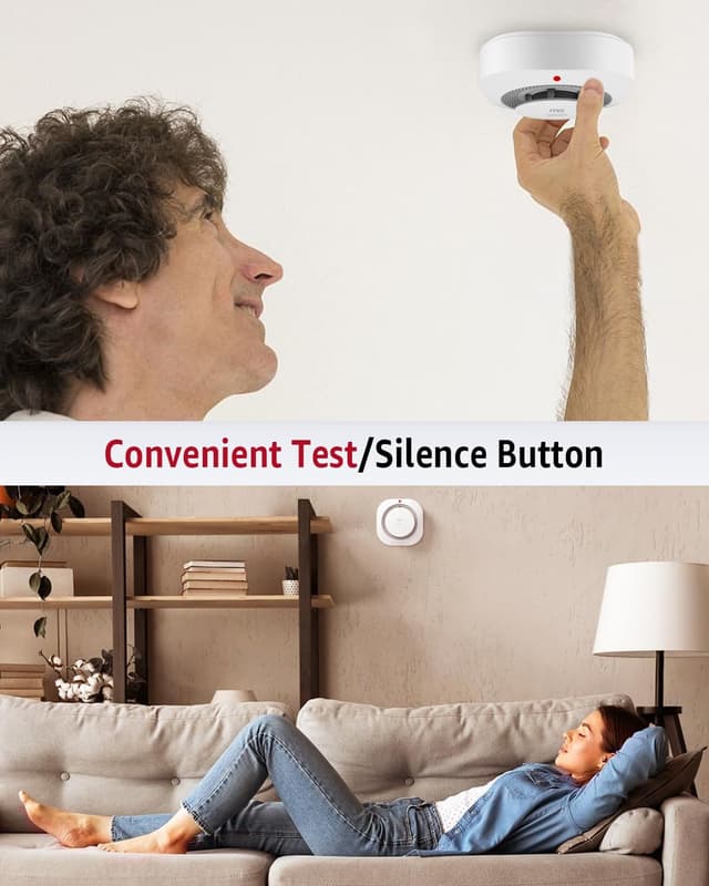 Detalle de Smoke Alarm for Home (Optical) with 10-Year Battery Life, LED Indicator and 80dB Audible – 2 Pack