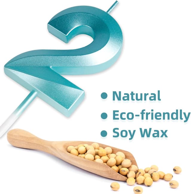 Detalle 2 de Yiran 3D Birthday Candles Blue Number 50th (2-piece set, cake topper)