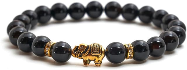 Detalle de BERGERLIN Elefant Armband mit echtem Turmalin – Naturstein geprüfte Qualität mit Echtheitszertifikat