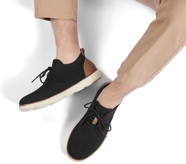 Detalle de SHULOOK Herren atmungsaktive gestrickte Sneaker-Schuhe mit Schnürung (Memory-Foam-Einlegesohle)