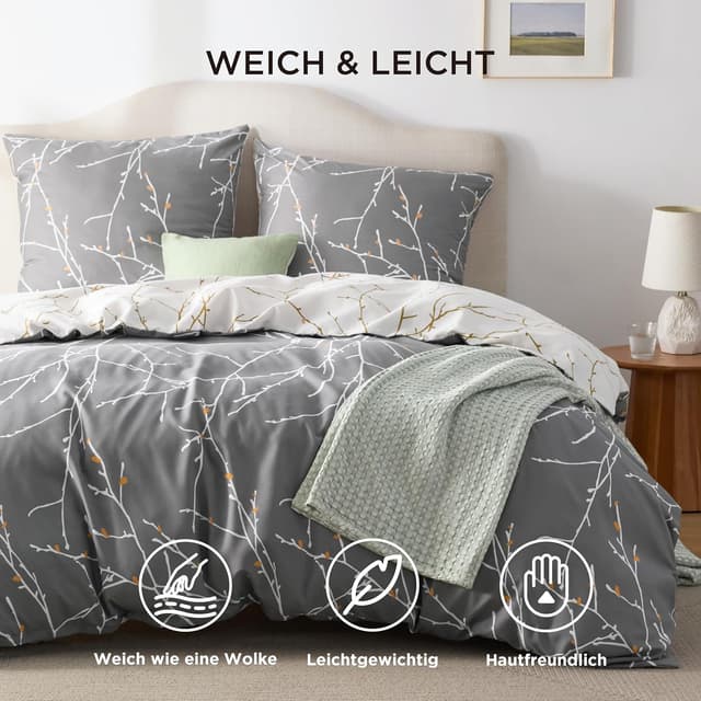 Detalle 2 de BEDSURE Bettwäsche 200x200 3-teilig