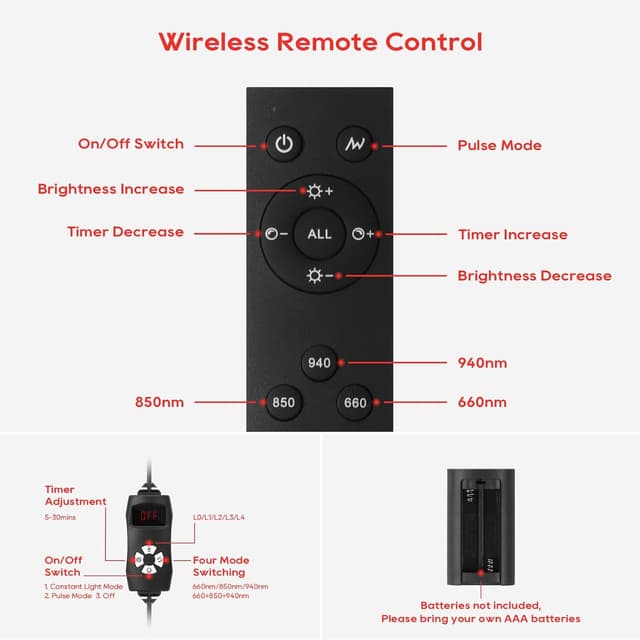 Thumbnail 6 de Morfone Red Light Infrared Lamp with Wireless Magnetic Remote (660/850/940nm) – Full Body Panel, Adjustable Stand & Timer