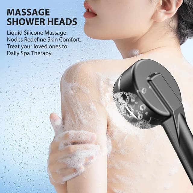 Detalle 2 de Hard Water Filter Shower Head with 15-Stage Filter, 4 Spray Modes and 1.5m Hose (Grey)