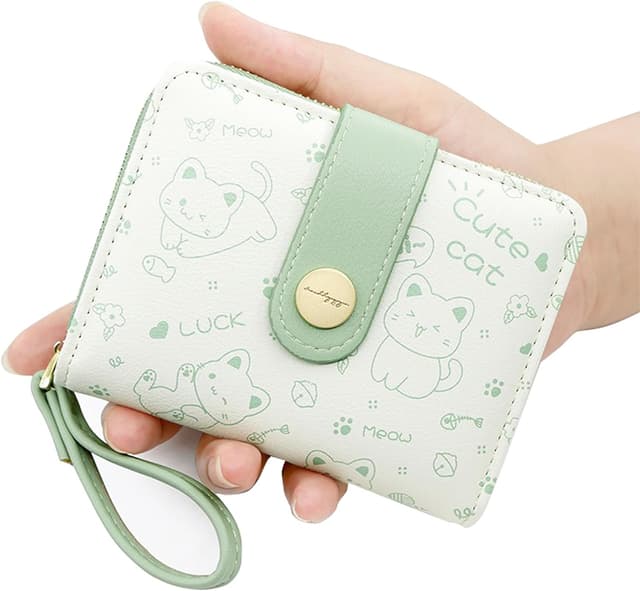 Detalle 2 de LZSXDWXY Damen-Geldbörse mit Gänseblümchen-Motiv, Reißverschlussfächer und Kartenfächern