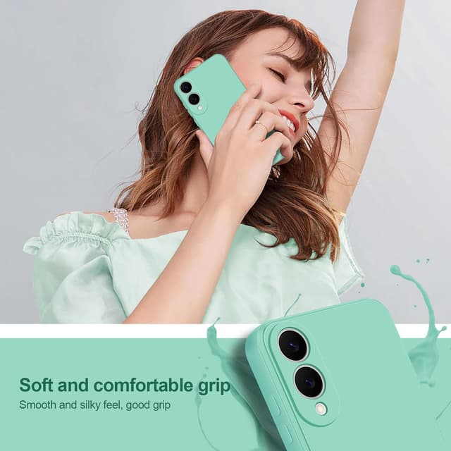 Detalle de Btstring Soft Silicone Case for Samsung Galaxy S25 Edge (Mint Green) with camera protection