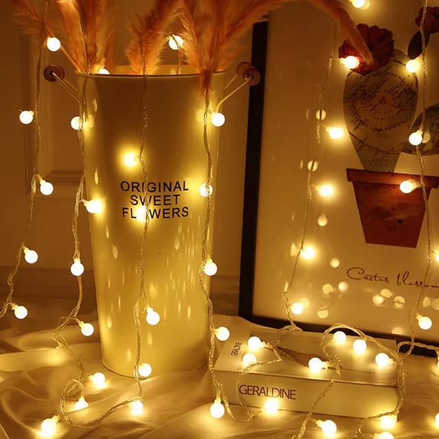 Detalle de taiyongkang Kugel Lichterkette für außen, 15 m mit 100 warmweißen LEDs und Fernbedienung