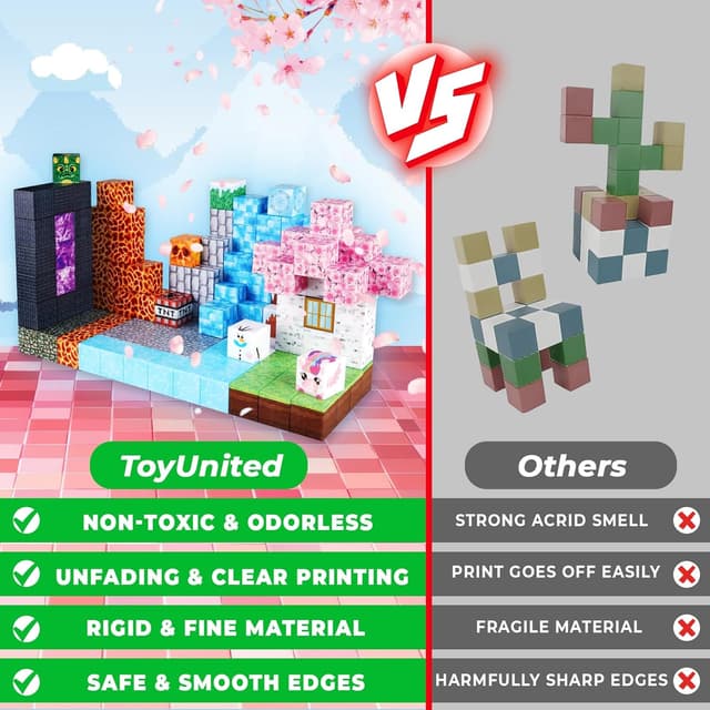 Detalle 2 de ToyUnited Magnetische Bausteine 150-Teile-Set – Fantasywelten mit Vulkan, Drachen & Rittern