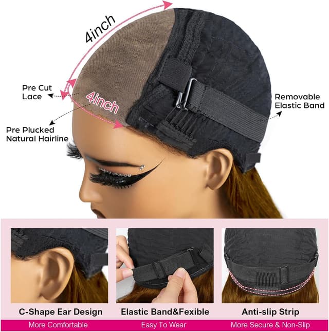 Detalle 2 de Perruque femme light brown bob 12 pouces