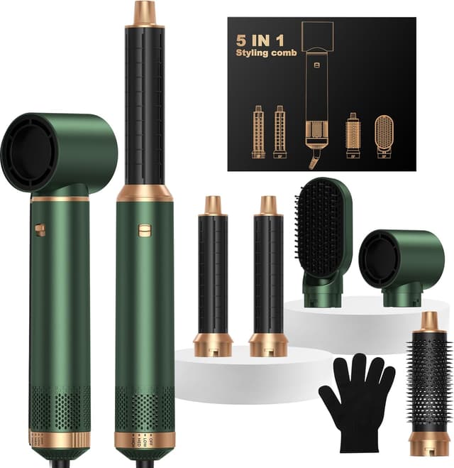 Detalle de OKWRAP Airbrush 5 in 1 Hair Styler (airstyler) with hot air brush, curl & straightening heads