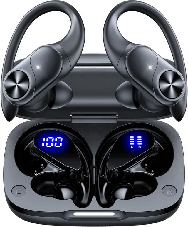 Detalle de ECLVOX Écouteurs Bluetooth sans fil Sport 5.3 avec écran LED double, 80 h et IPX7
