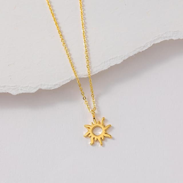 Detalle de HANLI 14K Gold vergoldete Halskette Damen mit Anhängern – 42 cm + 5 cm Verlängerung