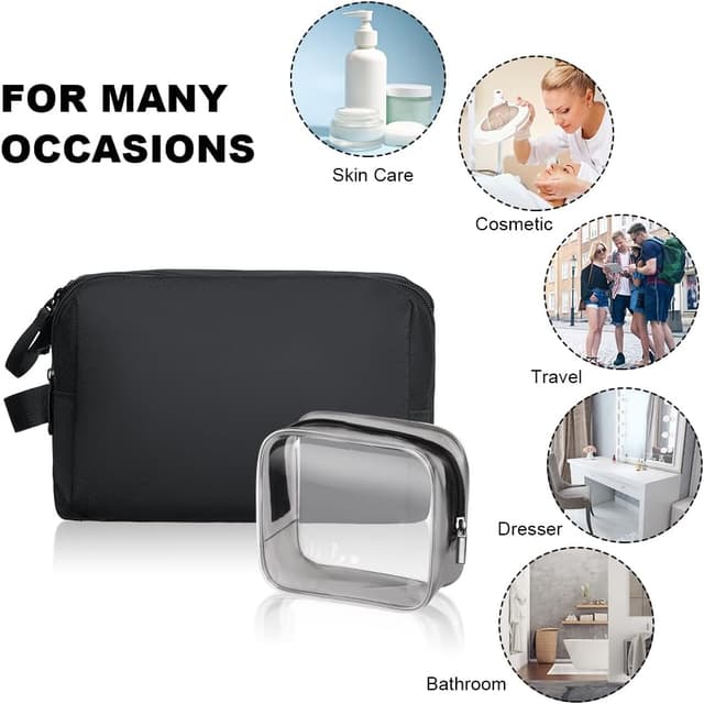 Thumbnail 6 de Aucuu grande trousse de toilette imperméable avec 3 compartiments et poches à fermeture éclair pour voyage