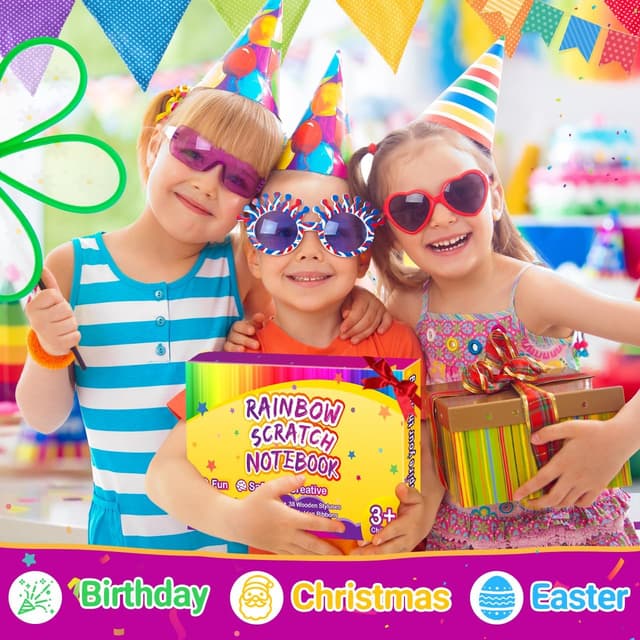 Thumbnail 6 de Scratch Rainbow Art Notebook 36-Pack party favors