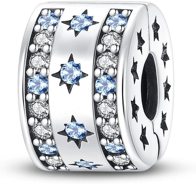 Detalle de LIGHTDOG Femmes Charm 925 en argent sterling avec perles de fleurs