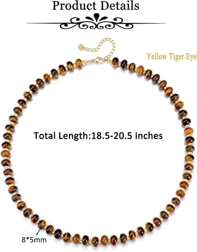 Thumbnail 5 de JSDDE Healing Crystal Tiger Eye Necklace 20.5in