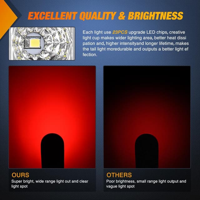 Detalle de Nilight 2PCS 6-Inch Oval LED Trailer Tail Lights (Red/White) with IP67 Sealing