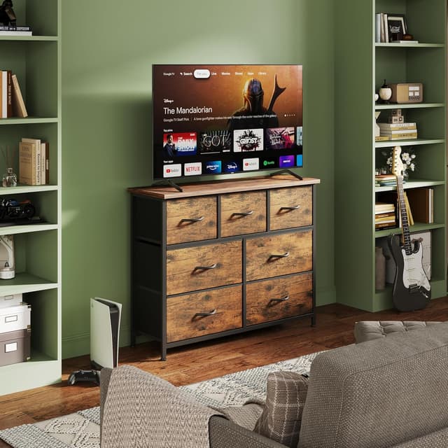 Detalle de CAIYUN 7-Drawer Fabric Chest of Drawers for Bedroom & Hallway Storage