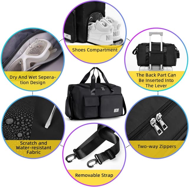 Detalle 2 de FIORETTO Sports Gym Duffle Bag 30L