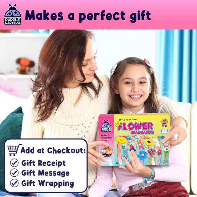 Detalle de Purple Ladybug DIY flower headbands for girls