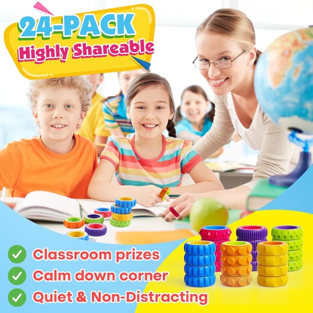 Detalle de OleOletOy Sensory Spinner Rings (24-piece bulk) for kids