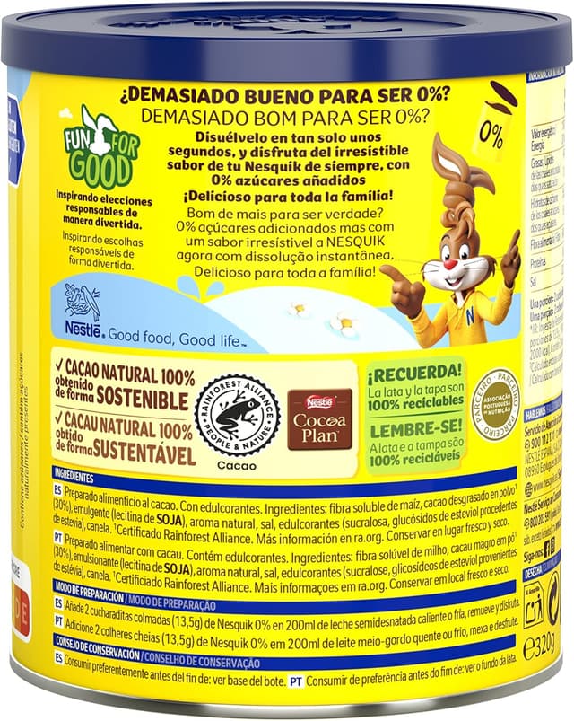 Thumbnail 4 de Nesquik NESTLECacao en polvo 0% azúcar ☕️ 6x320g