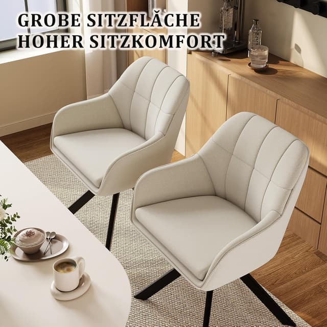 Detalle 1 de Goeurvant Drehstuhl Esszimmer Beige 4er Set