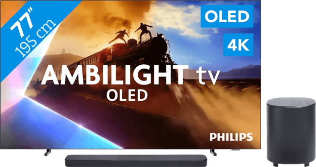 Detalle de Philips Ambilight 77" OLED760 4K (2025) mit JBL Bar 500 M2 – Set für TV und Heimkino-Feeling